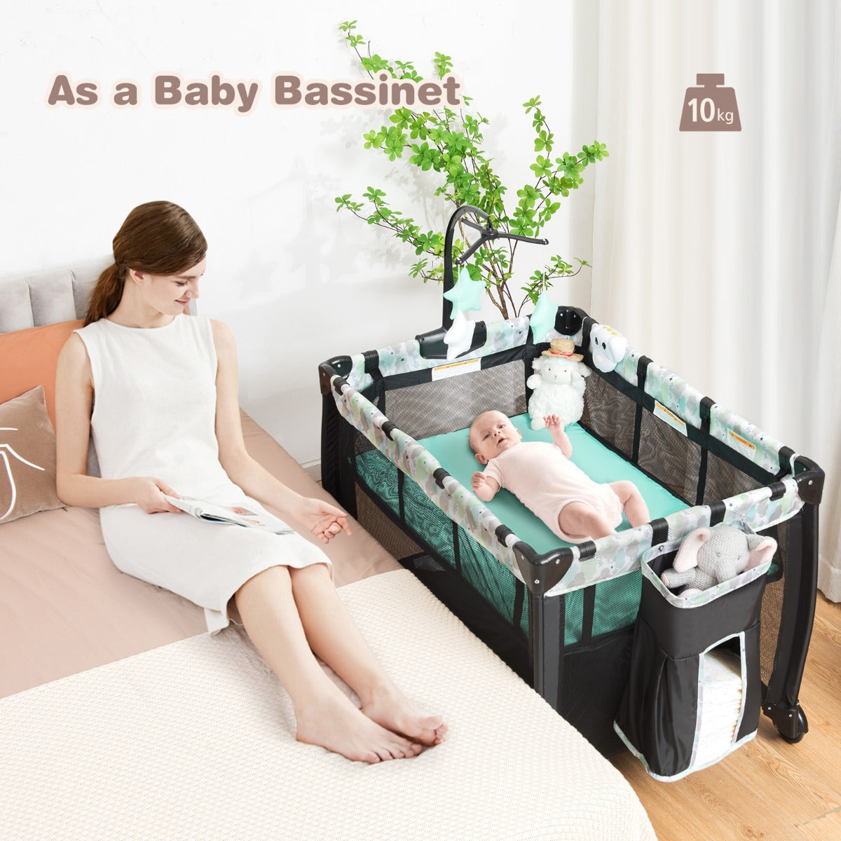 3 in 1 Baby Portacot with Changing Table & Carry Bag