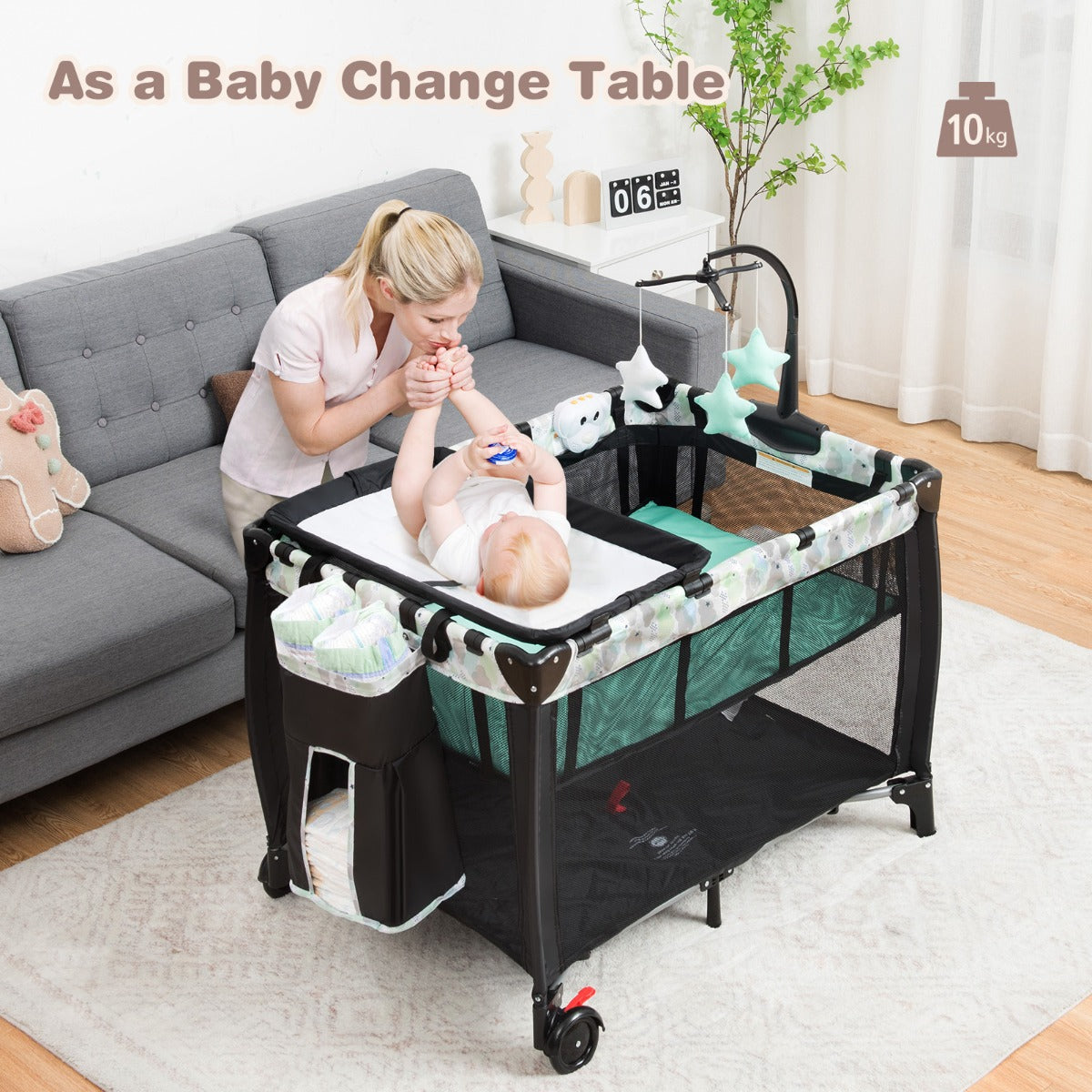 3 in 1 Baby Portacot with Changing Table & Carry Bag