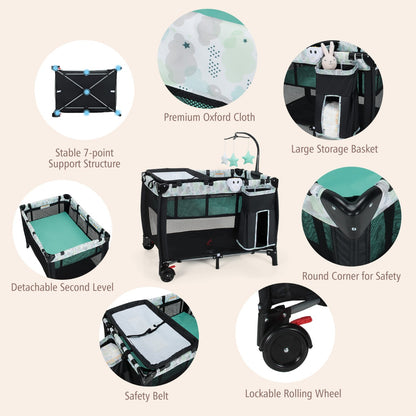 3 in 1 Baby Portacot with Changing Table & Carry Bag