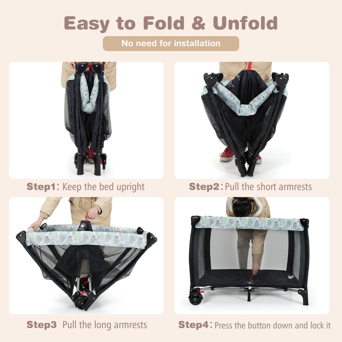 3 in 1 Baby Portacot with Changing Table & Carry Bag