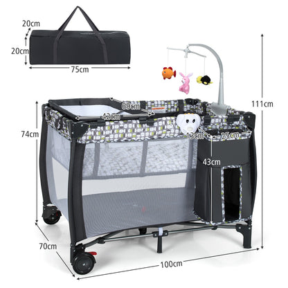 3 in 1 Baby Portacot with Bassinet & Changing Table