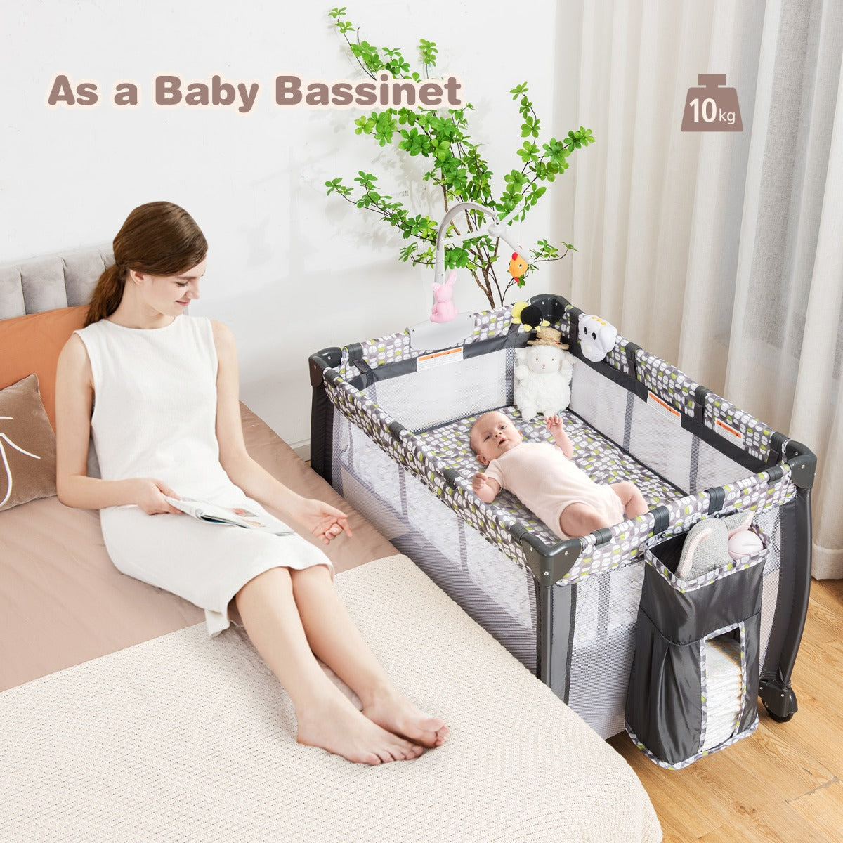 3 in 1 Baby Portacot with Bassinet & Changing Table