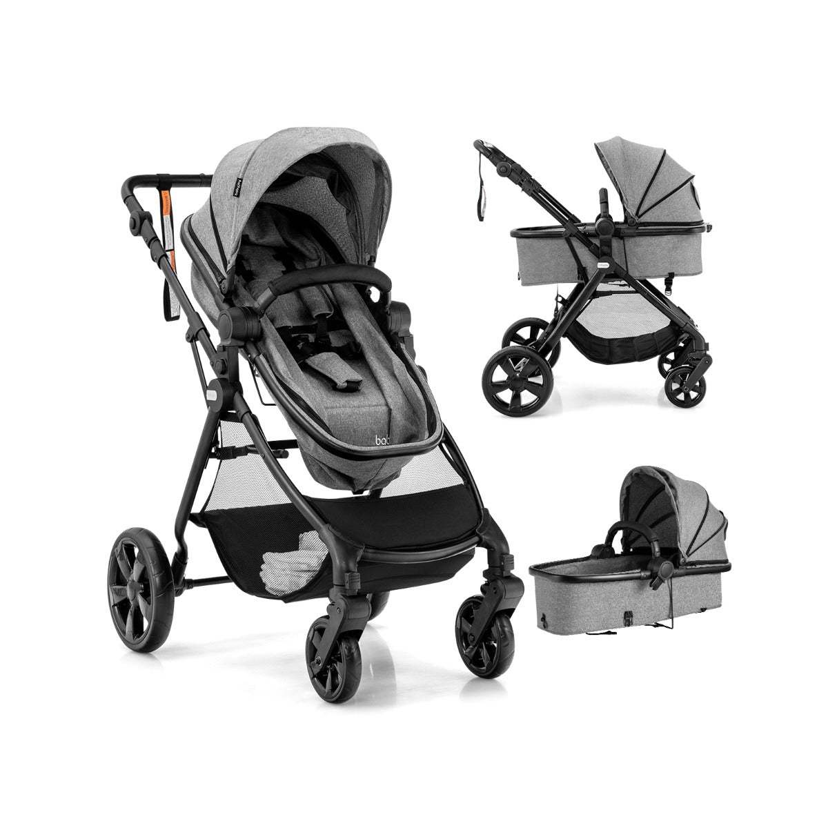 Folding Infant Stoller with Adjustable Canopy and Backrest for Kids