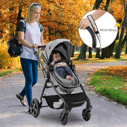 Folding Infant Stoller with Adjustable Canopy and Backrest for Kids
