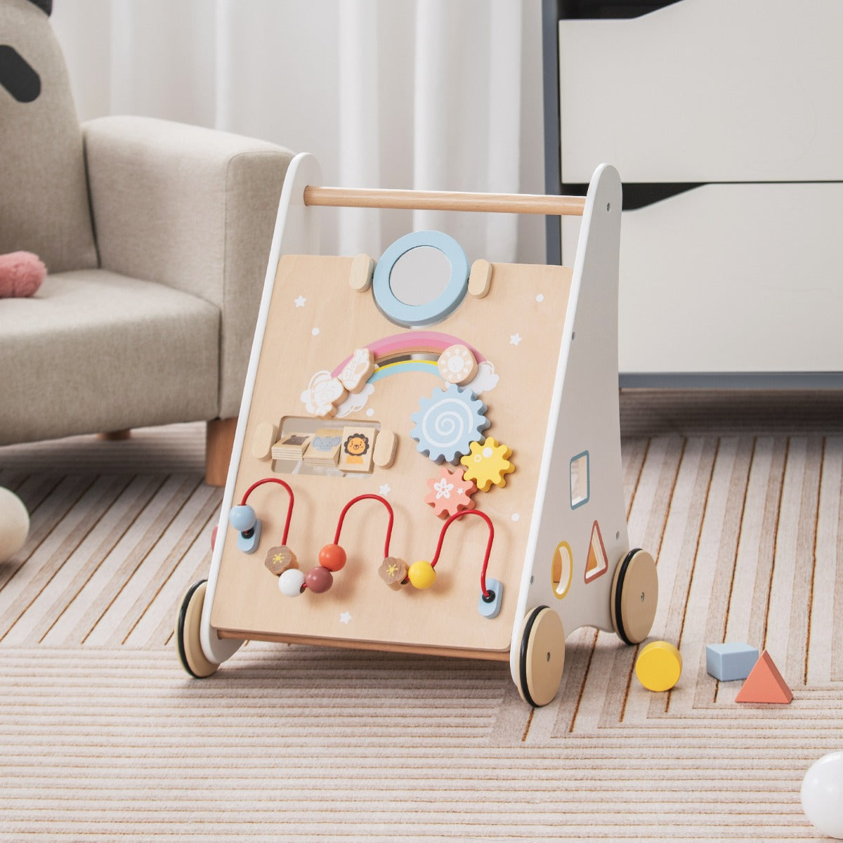 Costway 7 in 1 Push and Pull Learning Walker with Multi-Activity Toys for Kids