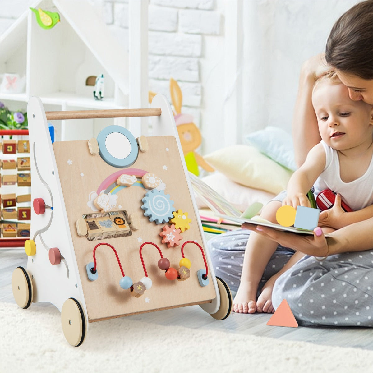 Costway 7 in 1 Push and Pull Learning Walker with Multi-Activity Toys for Kids