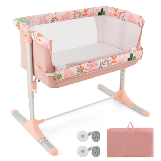 Costway Folding Baby Bassinet Bedside Sleeper with 4 Adjustable Heights