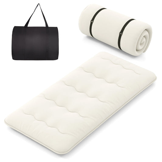 Japanese floor mattress with soft quilted surface for comfortable sleeping at home or camping