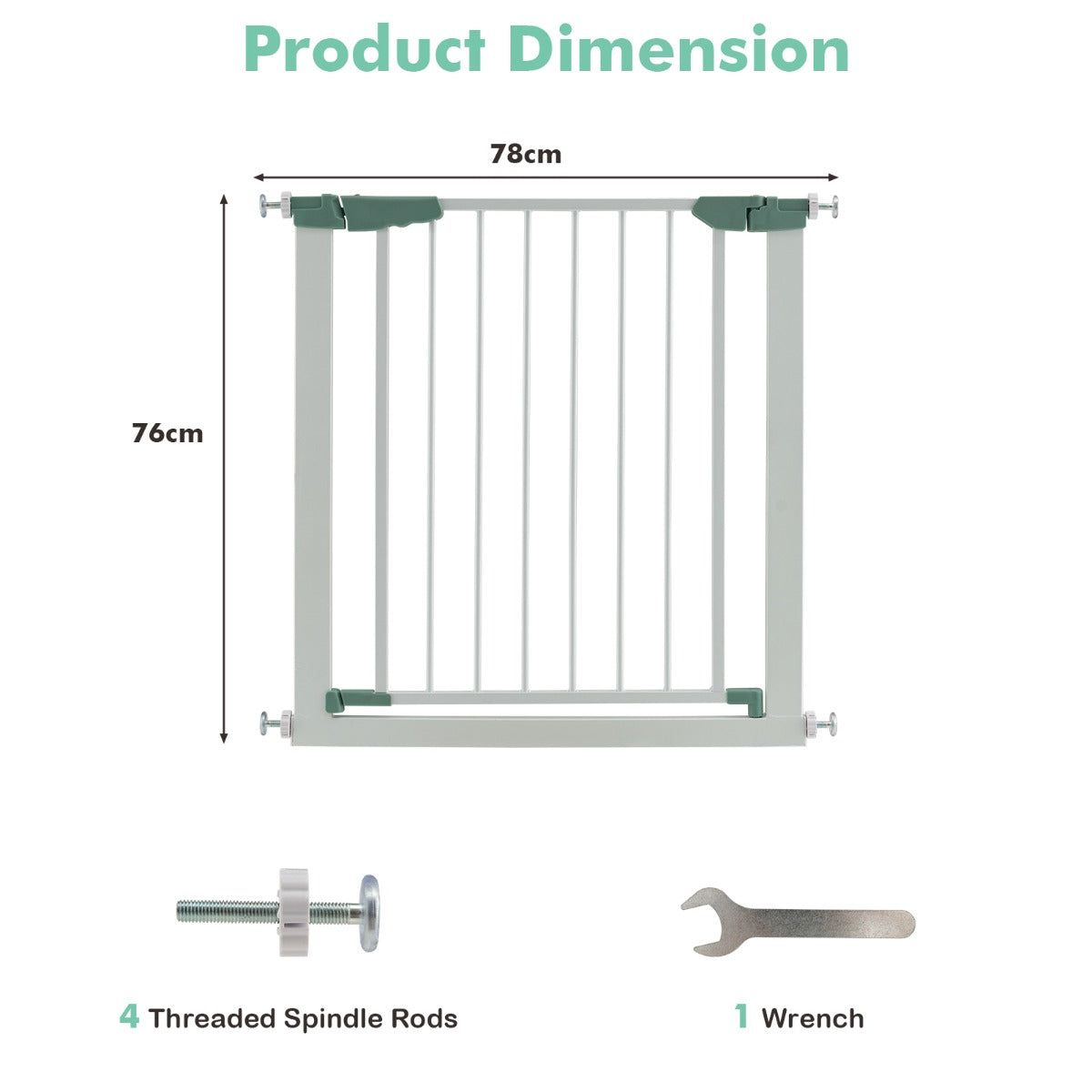 Costway Auto-Close Baby Gate with Pressure Mounting Installation for Stairs & Doorway