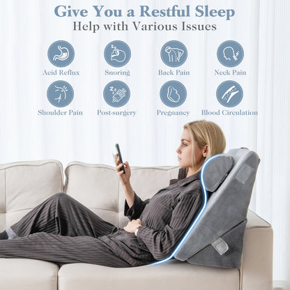 3 Piece Bed Wedge Pillow Set with Air Memory Foam