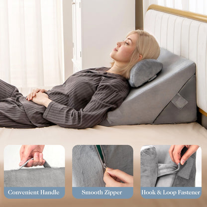3 Piece Bed Wedge Pillow Set with Air Memory Foam