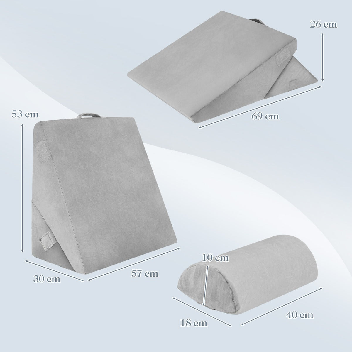 3 Piece Bed Wedge Pillow Set with Air Memory Foam