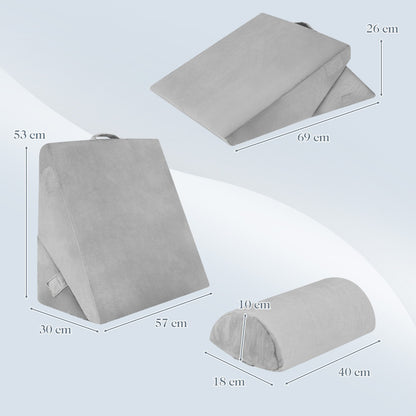 3 Piece Bed Wedge Pillow Set with Air Memory Foam