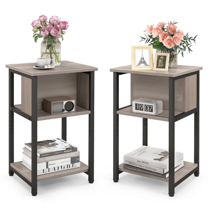 Costway Bedside Table Set of 2 with Storage Shelf for Small Spaces for Bedroom, Living Room