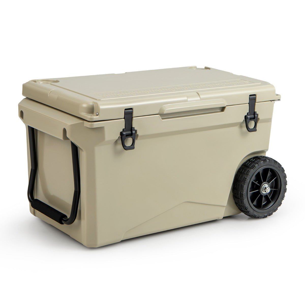 Costway Portable Cooler on Wheels with Handles -Beige