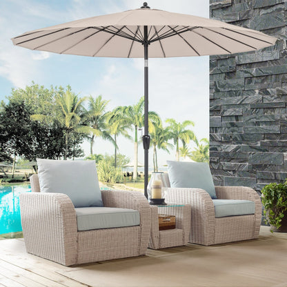 Costway Outdoor Umbrella with 18 Fiberglass Ribs for Backyard-Beige