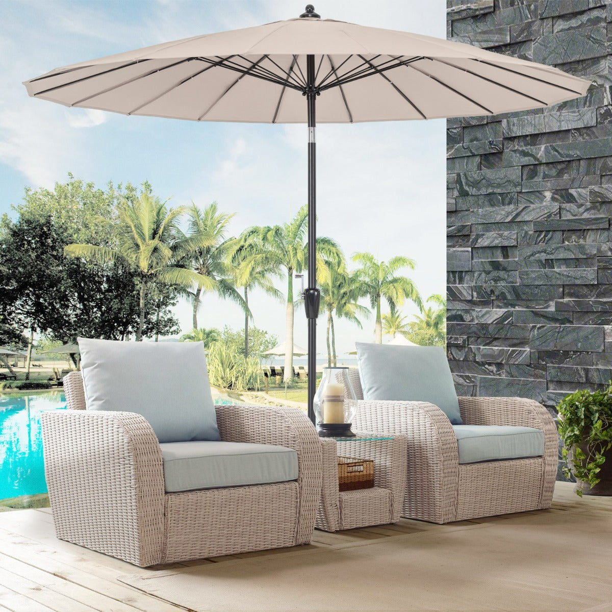 Tilt-adjustable patio umbrella lets you position shade throughout the day with ease