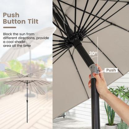 Outdoor market umbrella suits gardens, poolside areas, beaches, balconies, and dining tables