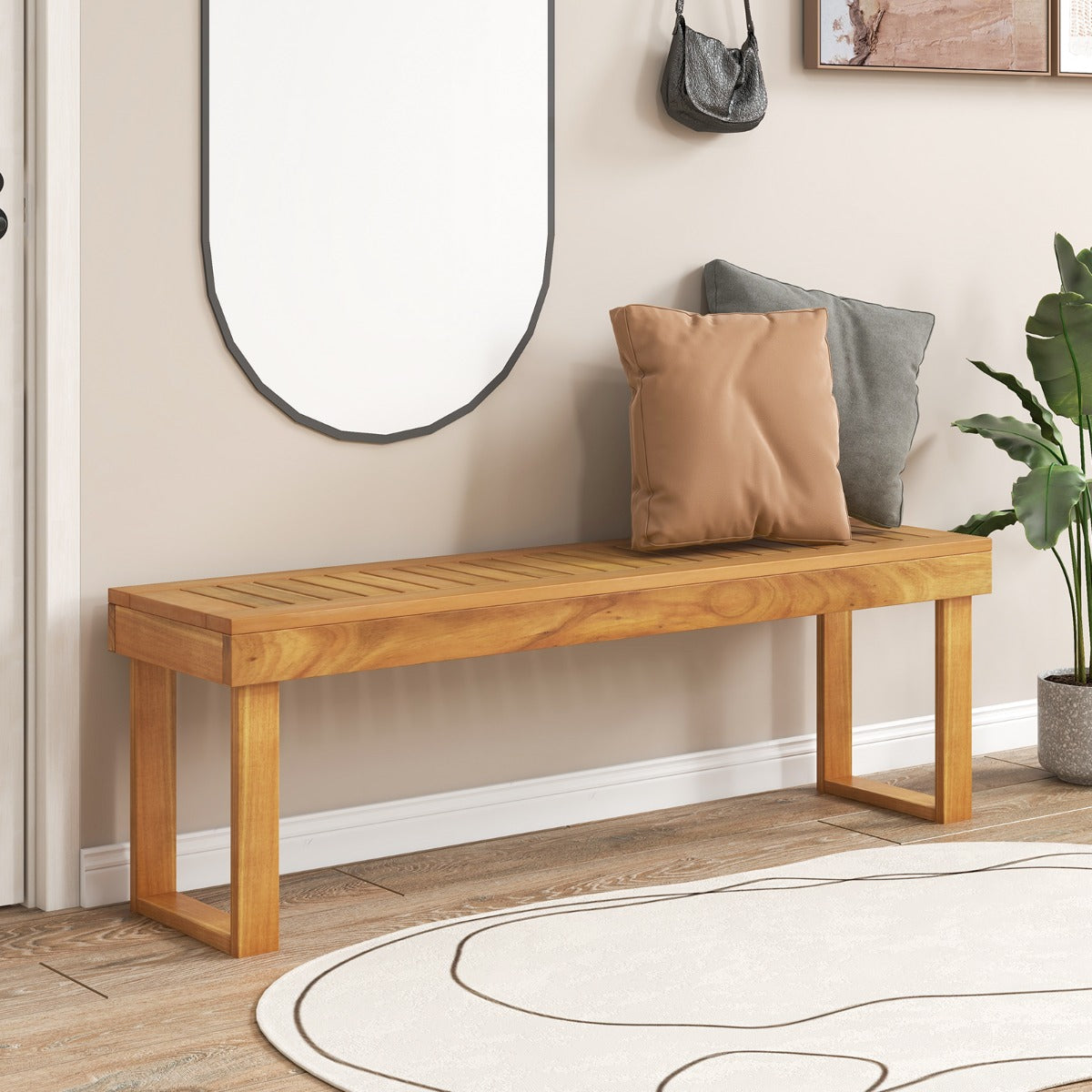 Versatile outdoor bench works as patio seating, a hallway footstool, or a garden park bench