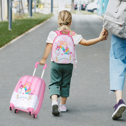 2 Pieces Kid Luggage Set with Wheels and Retractable Handle