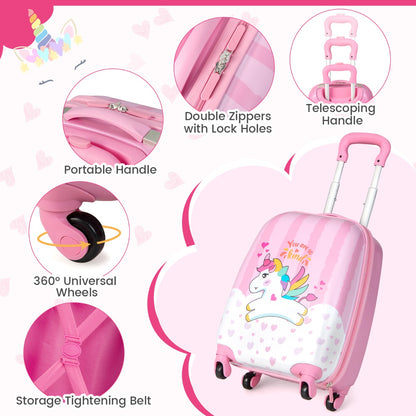 2 Pieces Kid Luggage Set with Wheels and Retractable Handle