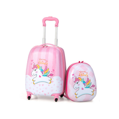 2 Pieces Kid Luggage Set with Wheels and Retractable Handle