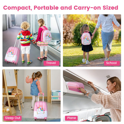 2 Pieces Kid Luggage Set with Wheels and Retractable Handle
