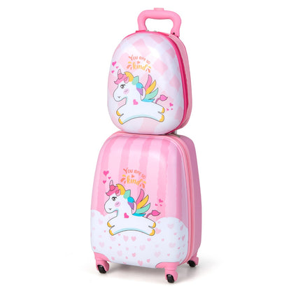 2 Pieces Kid Luggage Set with Wheels and Retractable Handle