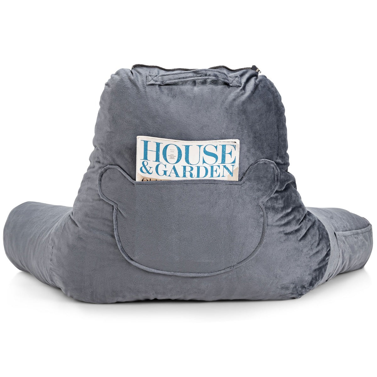 Big Bed Rest Reading Pillow with Support Arms Detachable Neck Roll-Grey