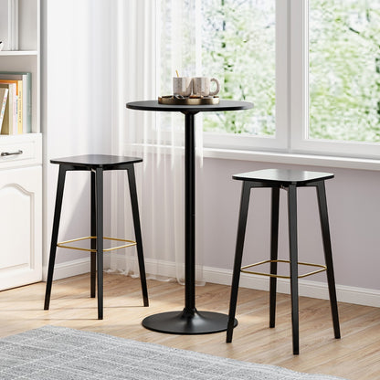 101-56 cm Round Bistro Cocktail Tall Coffee Table High Top Pub Table-Black-2 Pieces
