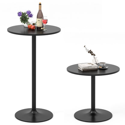 101-56 cm Round Bistro Cocktail Tall Coffee Table High Top Pub Table-Black-2 Pieces