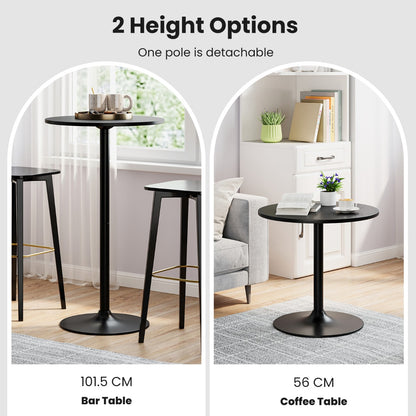 101-56 cm Round Bistro Cocktail Tall Coffee Table High Top Pub Table-Black-2 Pieces