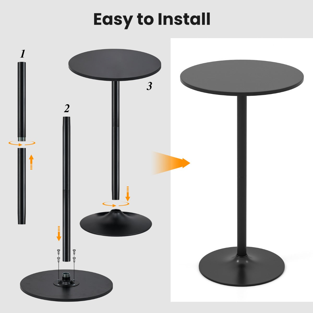 101-56 cm Round Bistro Cocktail Tall Coffee Table High Top Pub Table-Black-2 Pieces