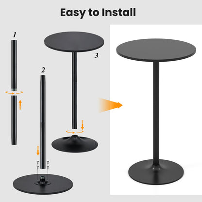 101-56 cm Round Bistro Cocktail Tall Coffee Table High Top Pub Table-Black-2 Pieces