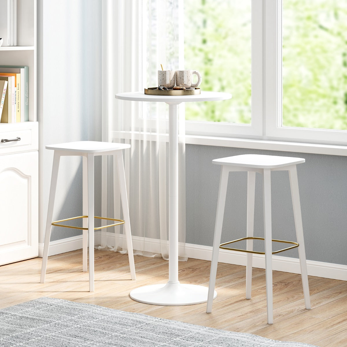 101-56 cm Round Bistro Cocktail Tall Coffee Table High Top Pub Table-White-1 Piece