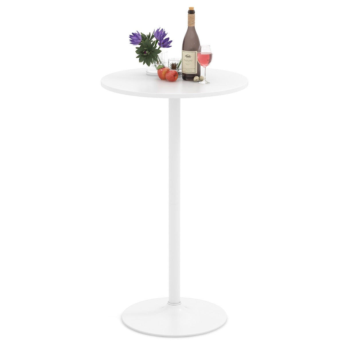 101-56 cm Round Bistro Cocktail Tall Coffee Table High Top Pub Table-White-1 Piece