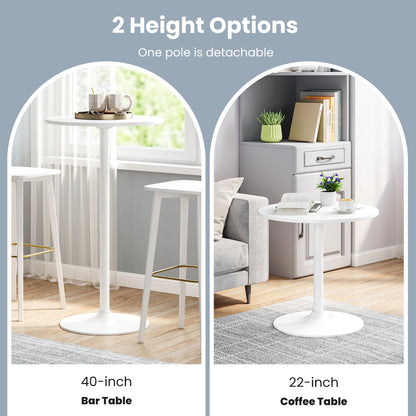 101-56 cm Round Bistro Cocktail Tall Coffee Table High Top Pub Table-White-1 Piece