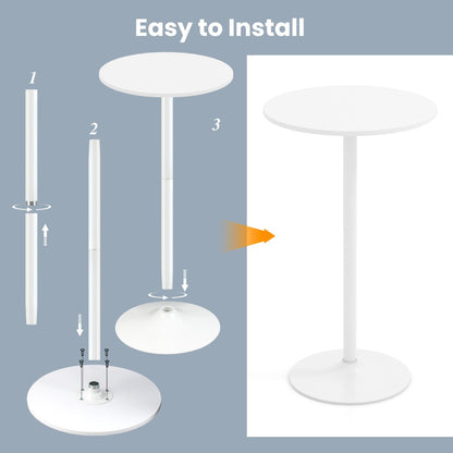 101-56 cm Round Bistro Cocktail Tall Coffee Table High Top Pub Table-White-1 Piece