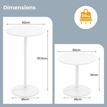 101-56 cm Round Bistro Cocktail Tall Coffee Table High Top Pub Table-White-1 Piece