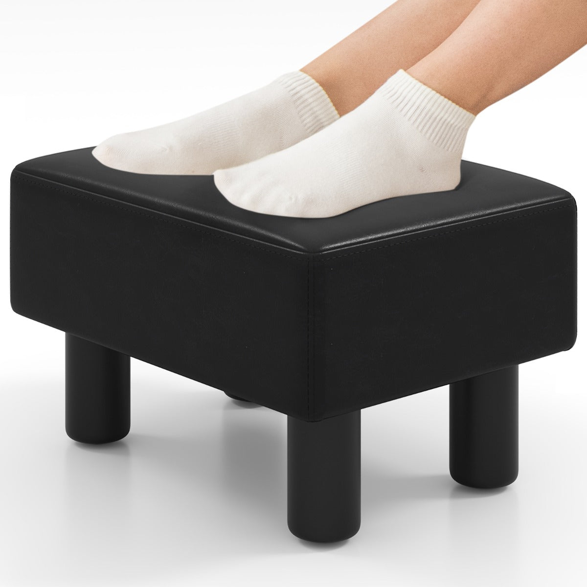 PU Leather Footrest with Storage for Living Room Bedroom