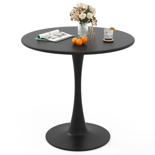 Modern round black metal dining table with an 80cm tabletop for compact spaces