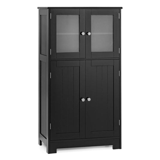 Five interior storage areas provide organized room for bathroom supplies, tableware, books, and ornaments