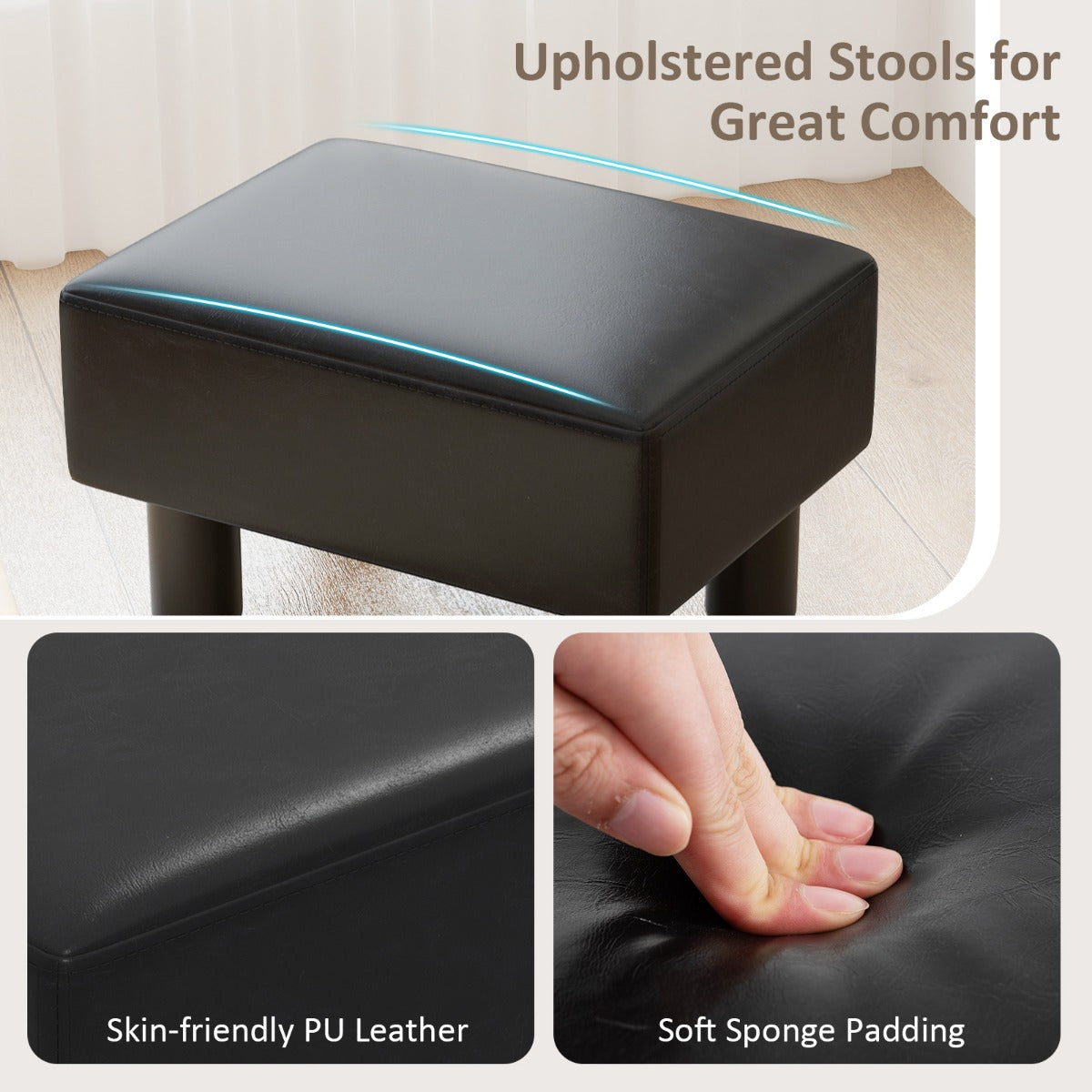 PU Leather Footrest with Storage for Living Room Bedroom