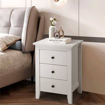 Nightstand with Drawers 3 Drawers for Bedroom and Living Room-White