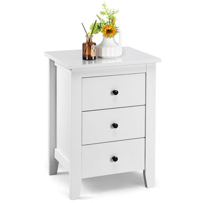 Nightstand with Drawers 3 Drawers for Bedroom and Living Room-White