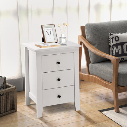 Nightstand with Drawers 3 Drawers for Bedroom and Living Room-White