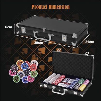 300 Pieces Casino Poker Chip Set for Parties & Picnics & Excursions