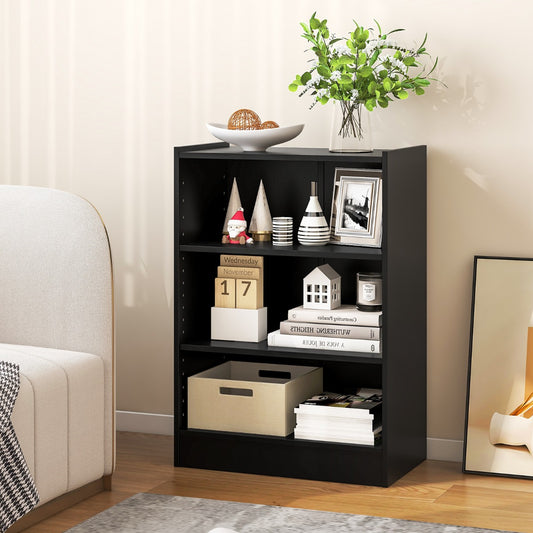 Costway Floor Standing Open Bookshelf with Adjustable Shelves for Living Room, Bedroom, Study-Black