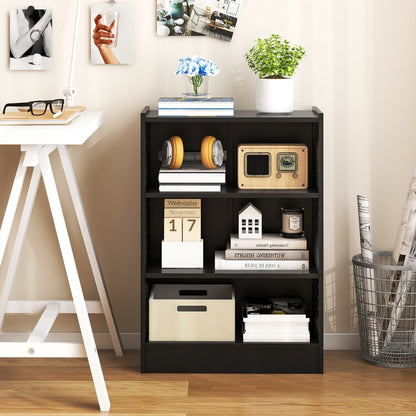 Costway Floor Standing Open Bookshelf with Adjustable Shelves for Living Room, Bedroom, Study-Black