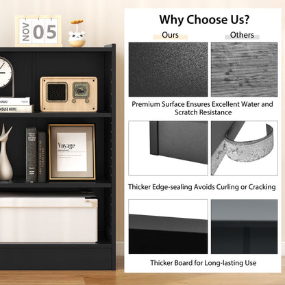 Removable adjustable shelves create flexible storage space for larger household items